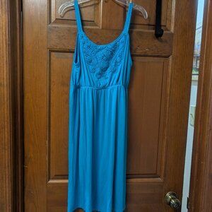 Juniors blue crochet dress, size Small